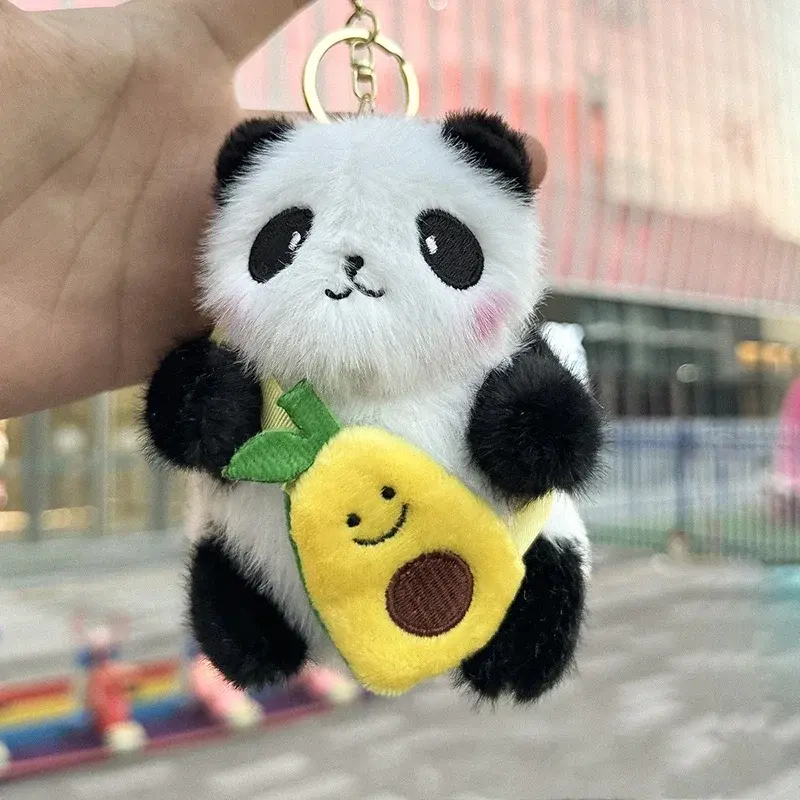 New Cute Cartoon Panda Plush Keychain Kawaii Animal Soft Stuffed Doll Keyring Bag Pendant Charms Backpack Decoration Girls Gift
