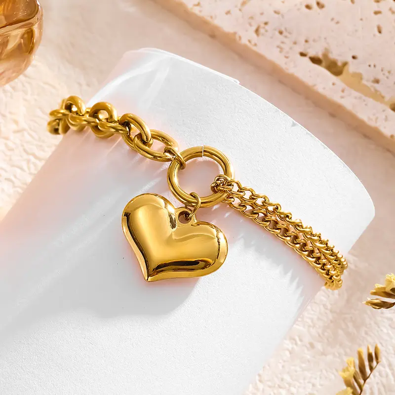 New Fashion Stainless Steel Personality Simple Punk Retro Hip-hop High Temperament Personal Round Chain Titanium Metal Bracelet