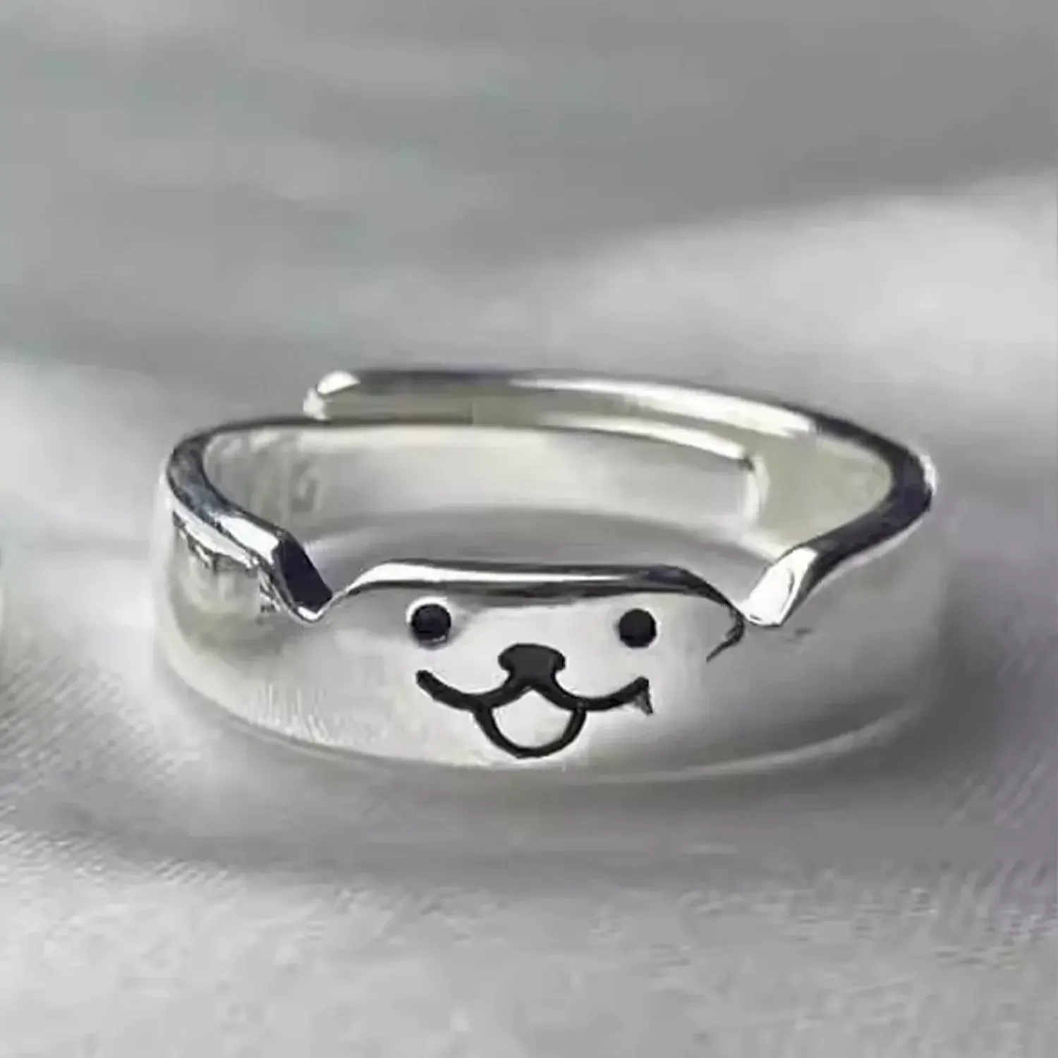 Cartoon Cute Cat Dog Animal Couple Fashion Ring Women Men Valentine's Day Lover Adjustable Rings Fashion Jewelry Couple Party