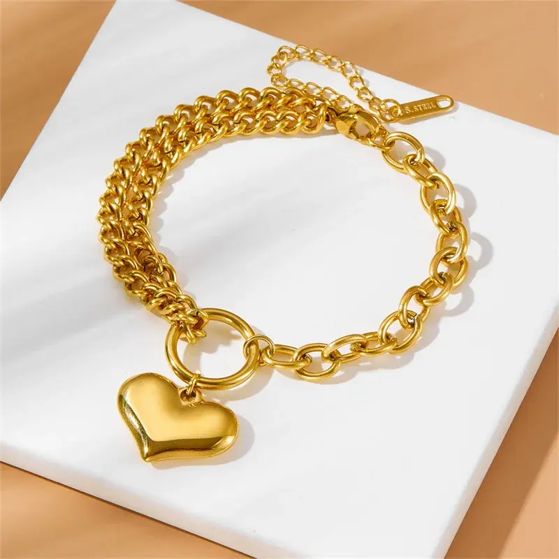 New Fashion Stainless Steel Personality Simple Punk Retro Hip-hop High Temperament Personal Round Chain Titanium Metal Bracelet
