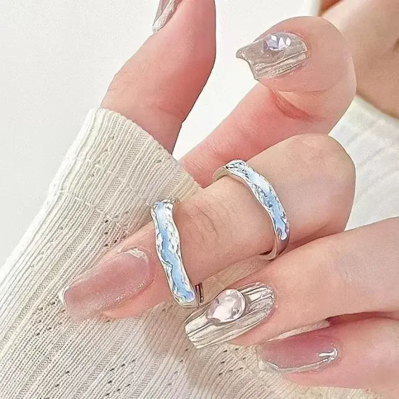 New Enamel Luminous Adjustable Finger Ring Vintage Luxury Love Couples Rings Glow in Dark Y2K Jewelry Valentine's Day Gifts