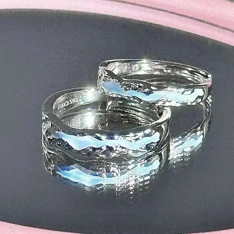 New Enamel Luminous Adjustable Finger Ring Vintage Luxury Love Couples Rings Glow in Dark Y2K Jewelry Valentine's Day Gifts