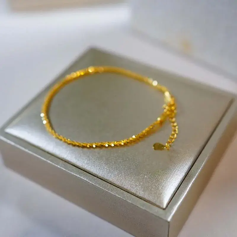 New Fashion Gold Color Double Layer Bracelet for Women Luxury Sparkling Gypsophila Adjustable Anklet Bracelet Jewelry Gift