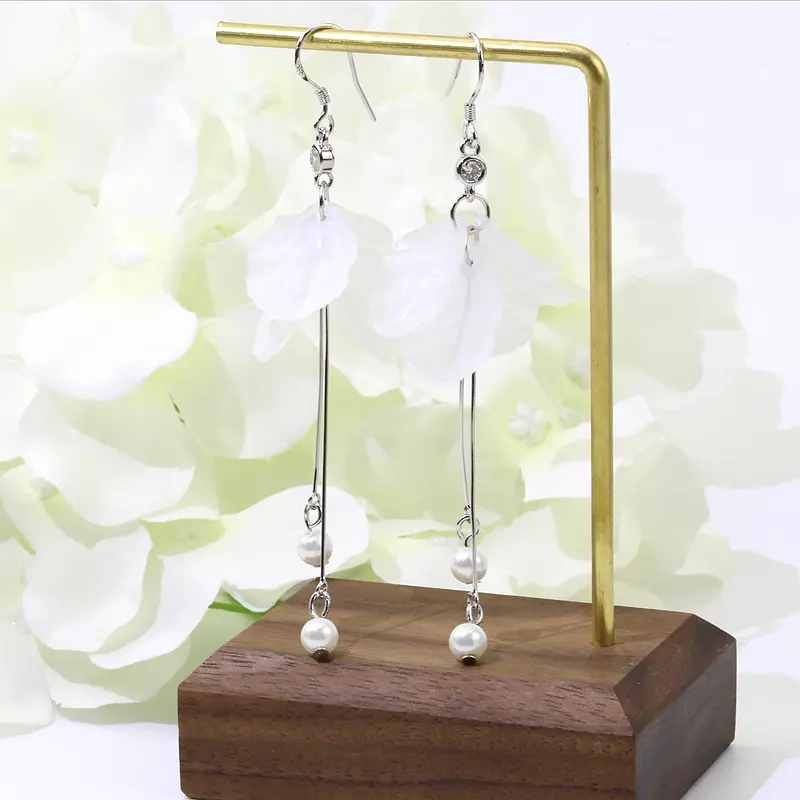 Fashion Eternal Flower Pearl Earrings Women Long Temperament Silver Plated Tassel Earrings Wedding Bridal Jewelry Accessories