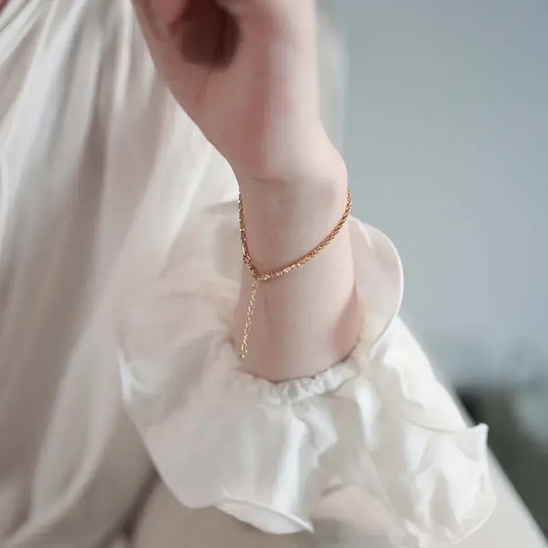 New Fashion Gold Color Double Layer Bracelet for Women Luxury Sparkling Gypsophila Adjustable Anklet Bracelet Jewelry Gift
