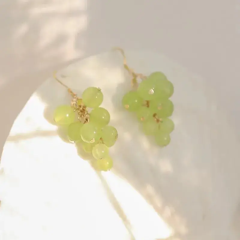 Fashion Women Grape Earrings Simple Fruit Beads Drop Dangle Hook Earring Luxury Party Trendy Jewelry Accessories Gift