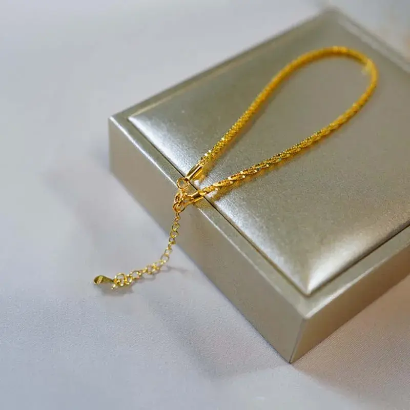 New Fashion Gold Color Double Layer Bracelet for Women Luxury Sparkling Gypsophila Adjustable Anklet Bracelet Jewelry Gift
