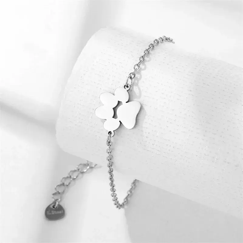 Fashion Stainless Steel Pet Paw Footprint Bracelets Cute Animal Tassut Cat Dog Paw Minimalist Charm Bracelet for Women Popular