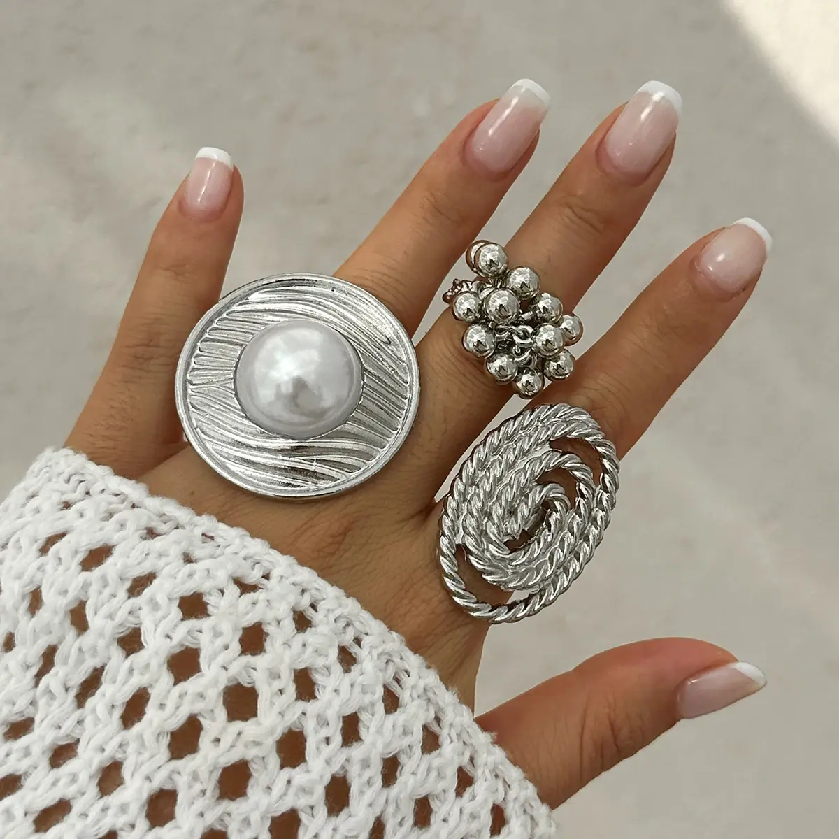 New Fashion Unique Exaggerated Large Petal Flower Rings Women Vintage Geometric Adjustable Finger Ring Grunge Jewelry Steampunk