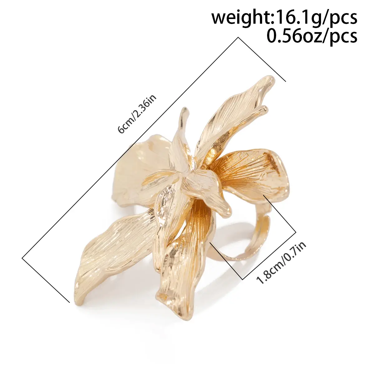 New Fashion Unique Exaggerated Large Petal Flower Rings Women Vintage Geometric Adjustable Finger Ring Grunge Jewelry Steampunk