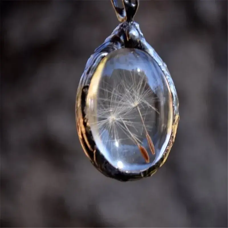 Fashion Real Dandelion Seed Necklace Nature Flower Jewelry Dandelion Wishes Necklace Wish Resin Sphere Necklace Dandelion