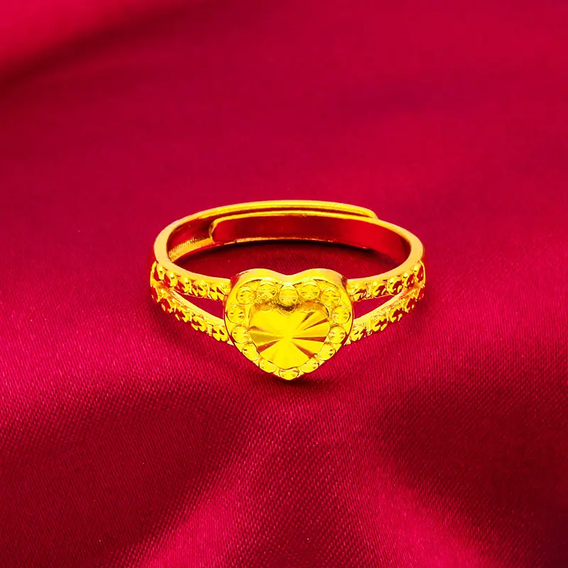 Fashion Gold Heart Adjustable Opening Rings for Women Wedding Band Engagement Luxury Jewelry Valentine's Day Gifts Wholesale