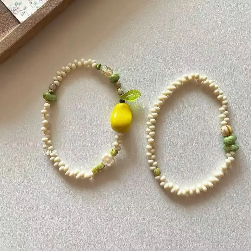 Fashion Handmade Pear Bead Charm Bracelet Personalized Women Ins Bohemia Lovely Fruit Beaded Bracelet Summer Beach Party Gifts