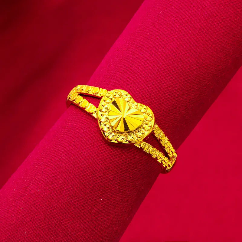 Fashion Gold Heart Adjustable Opening Rings for Women Wedding Band Engagement Luxury Jewelry Valentine's Day Gifts Wholesale