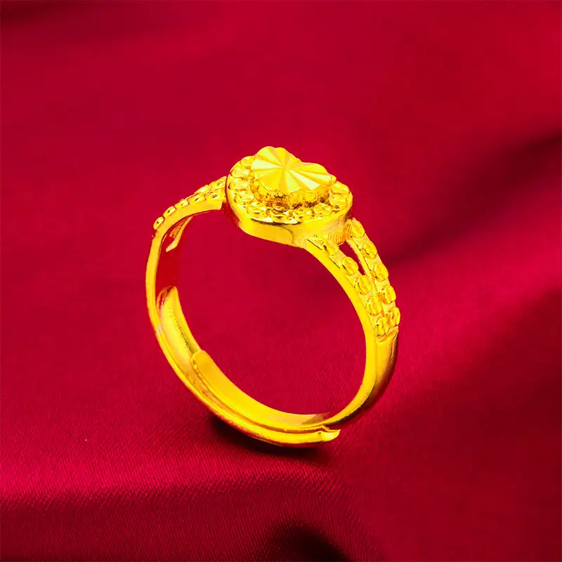 Fashion Gold Heart Adjustable Opening Rings for Women Wedding Band Engagement Luxury Jewelry Valentine's Day Gifts Wholesale