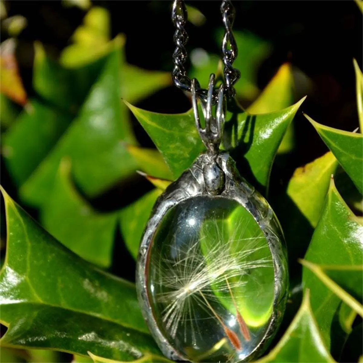 Fashion Real Dandelion Seed Necklace Nature Flower Jewelry Dandelion Wishes Necklace Wish Resin Sphere Necklace Dandelion