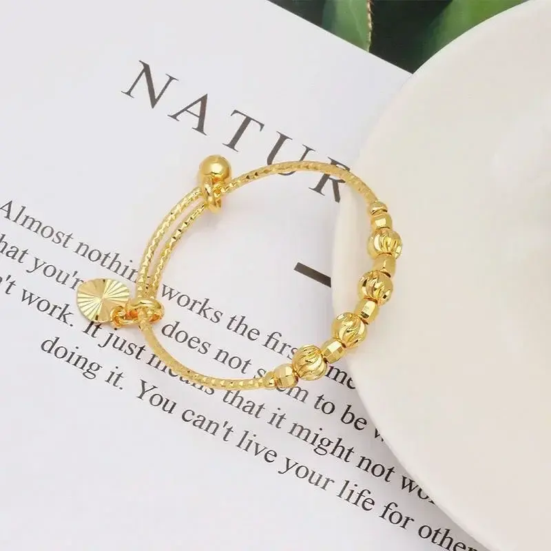 New Baby Bell Bangles and Bracelets Push and Pull for Kids Jewelry Cassical Style Pure Gold Color No Lead and Nickel