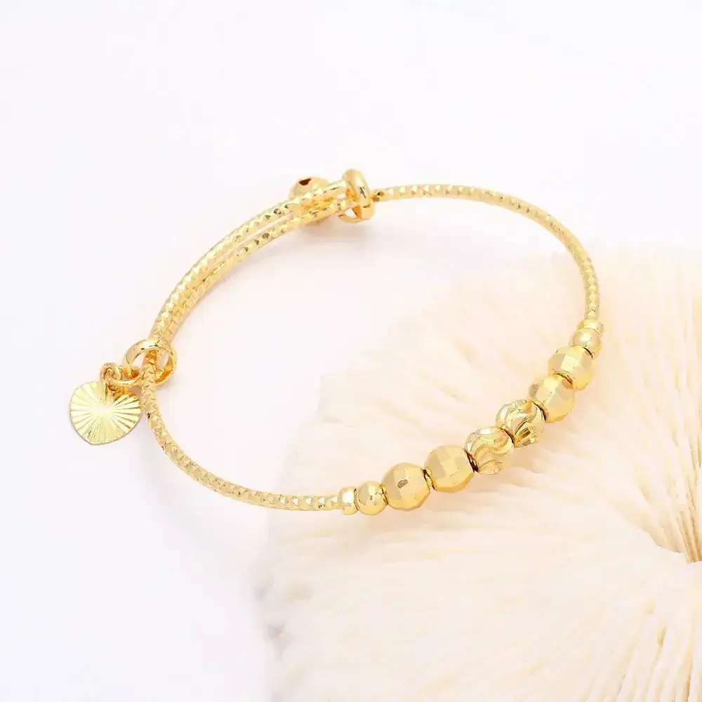 New Baby Bell Bangles and Bracelets Push and Pull for Kids Jewelry Cassical Style Pure Gold Color No Lead and Nickel