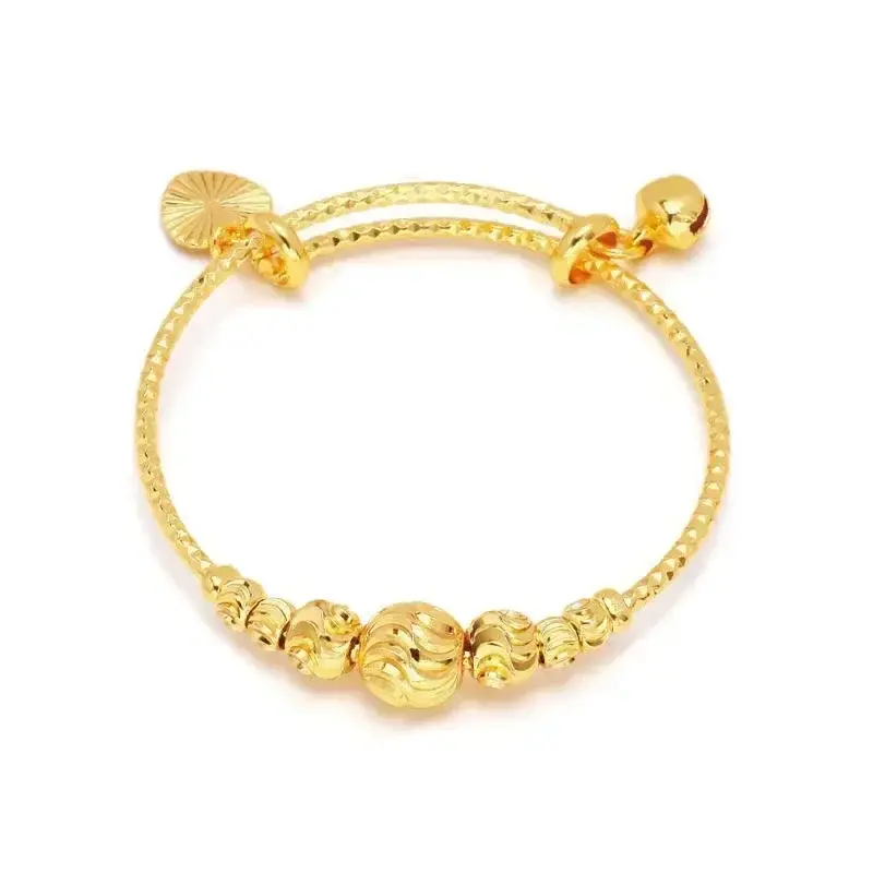 New Baby Bell Bangles and Bracelets Push and Pull for Kids Jewelry Cassical Style Pure Gold Color No Lead and Nickel