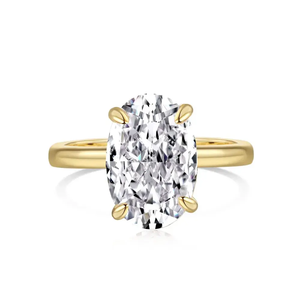 New Silver Ring for Charm Lady Oval Shape D Color Moissanite Diamond Ring for Women Gift Ice Flower Rings