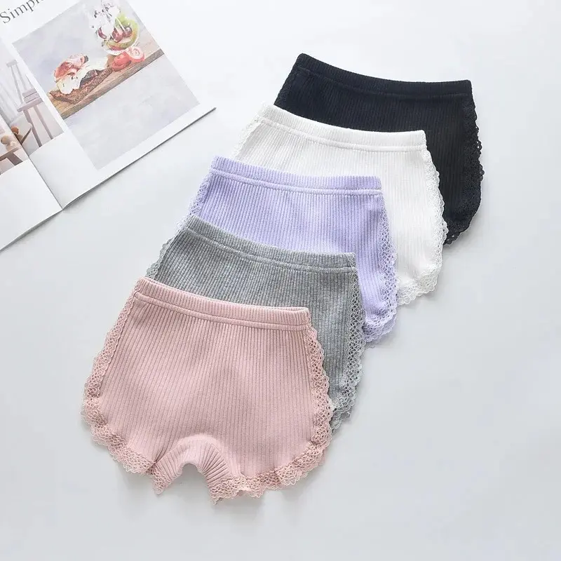 New 4-12 Years Baby Girls Safety Pants Summer Breathable Pants Little Girls Baby Kids Side Lace CottonShorts Baby Safety Pants