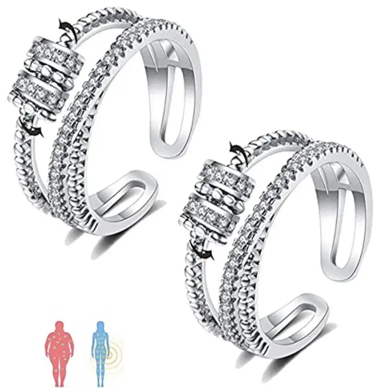 New Anti Stress Anxiety Ring Fidget Spinner Rings Adjustable for Women Rotating Freely Spinning Accessories Jewelry Gifts