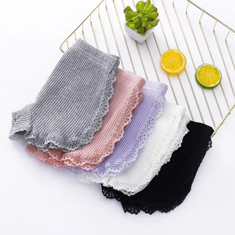 New 4-12 Years Baby Girls Safety Pants Summer Breathable Pants Little Girls Baby Kids Side Lace CottonShorts Baby Safety Pants