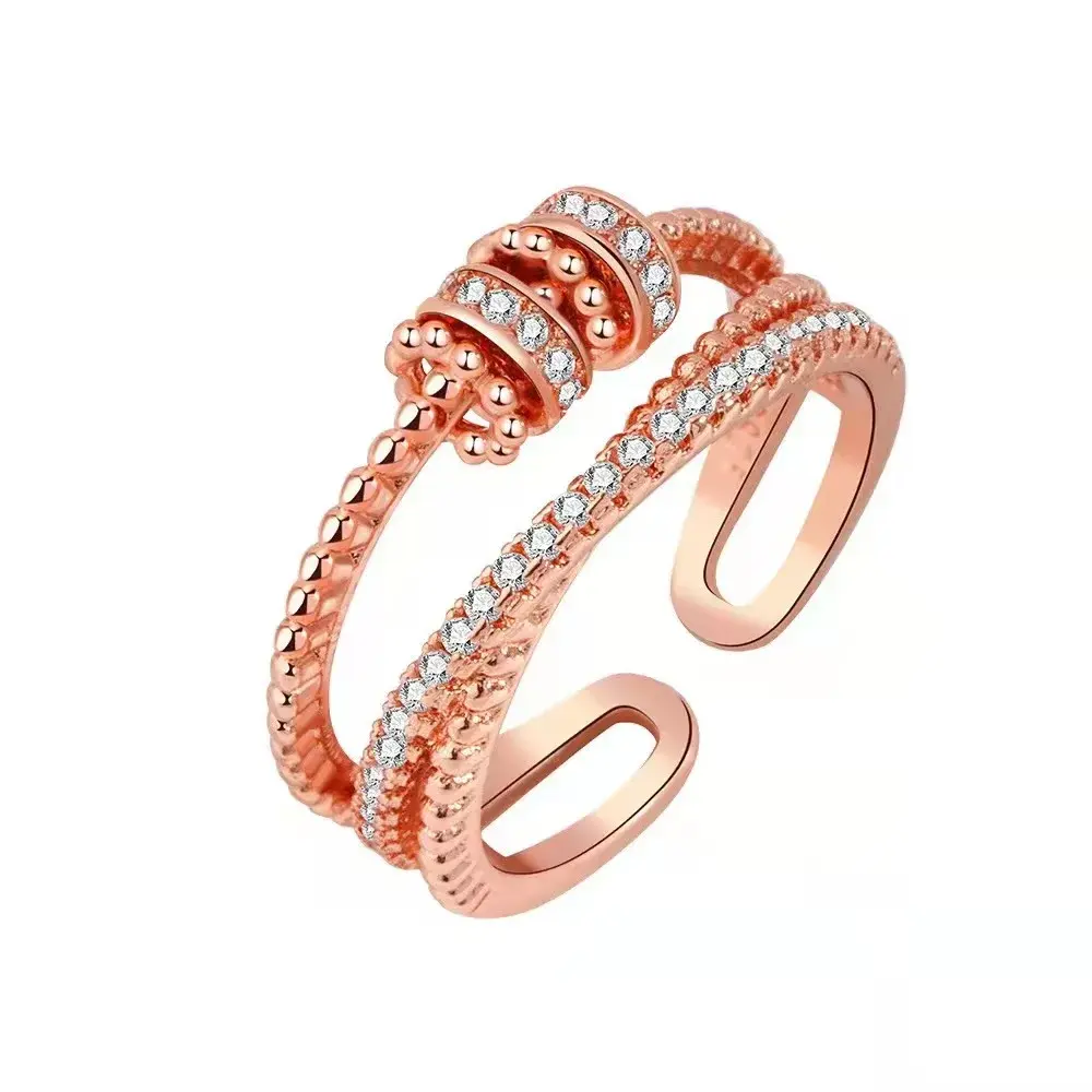 New Anti Stress Anxiety Ring Fidget Spinner Rings Adjustable for Women Rotating Freely Spinning Accessories Jewelry Gifts