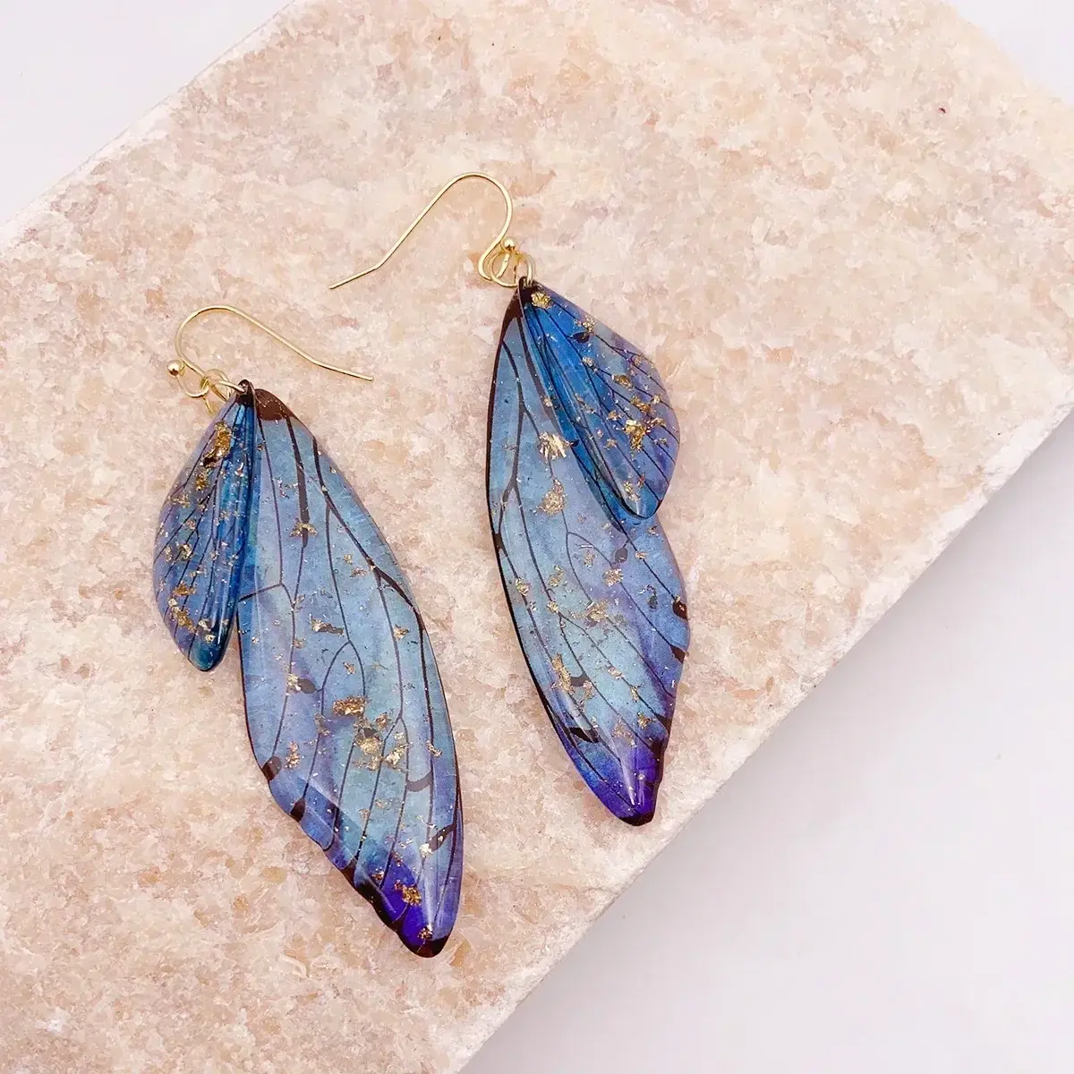 High Quality Fashion Gradient Women Earring Beautiful Cicada Wings Earhook Colorful Large Butterfly Realistic Dangle Earrings