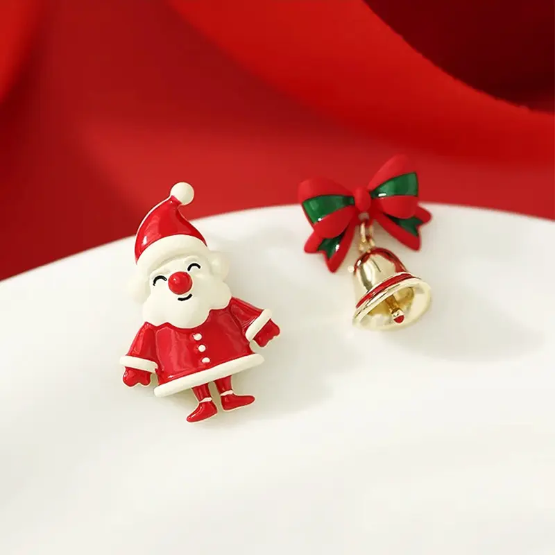 1 Pair Ear Needle Christmas Earrings Christmas Tree Pendant Hoop Earring Christmas Gift Fashion Party Jewelry