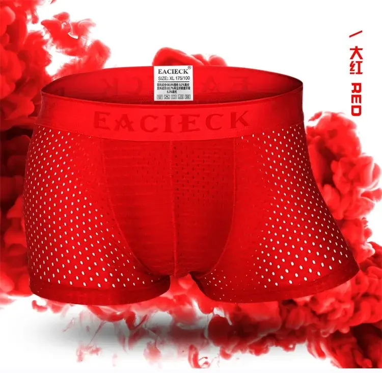 New Brand Silk Hollow New Mens Boxers Underwear Men Boxer Ropa Interio Man Penis Cueca Masculina Size M-3XL