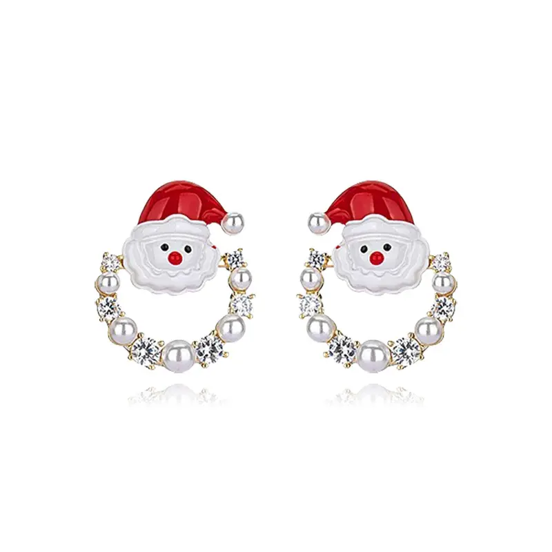 1 Pair Ear Needle Christmas Earrings Christmas Tree Pendant Hoop Earring Christmas Gift Fashion Party Jewelry