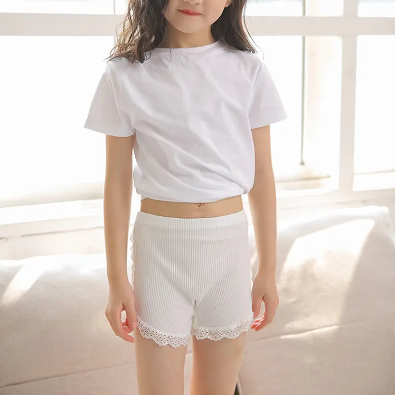 New 4-12 Years Baby Girls Safety Pants Summer Breathable Pants Little Girls Baby Kids Side Lace CottonShorts Baby Safety Pants