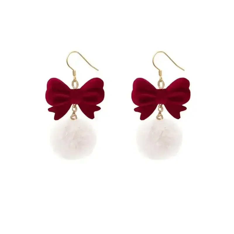 Retro Style Red Bowknot Stud Earrings for Women Girls Simple Earings Piercing Aesthetics Elegant Earrings Christmas Jewelry Gift