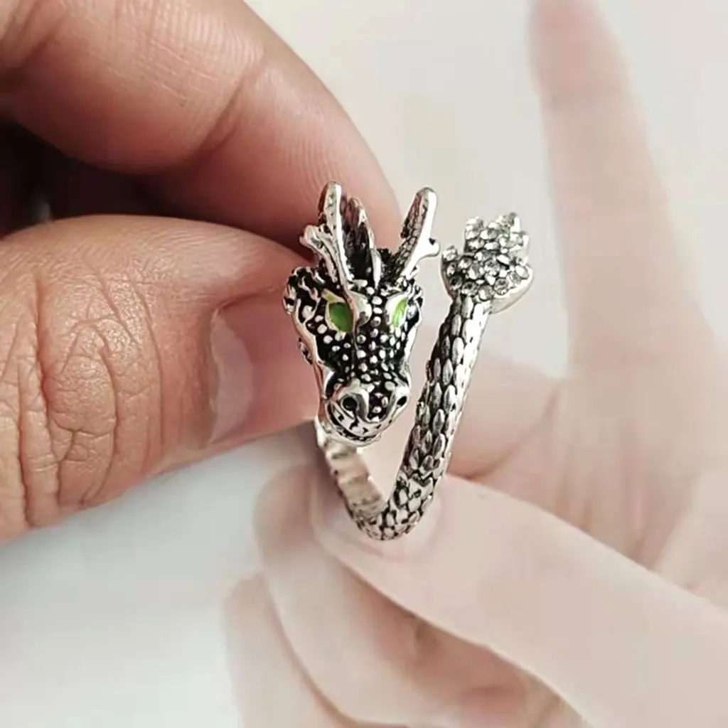 Vintage Dragon Knuckle Rings Fashion Men Punk Egyptian Pharaoh Hip Hop Adjustable Dragon Ring Accessories Anillos Goticos