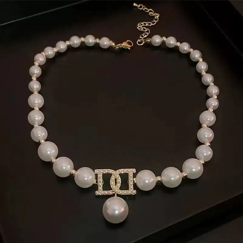 Korean Ins Minimalist Personalized Women Elegant Pearl Clavicle Chain Collares Ladies Short Pendant Jewelry Necklace Gift