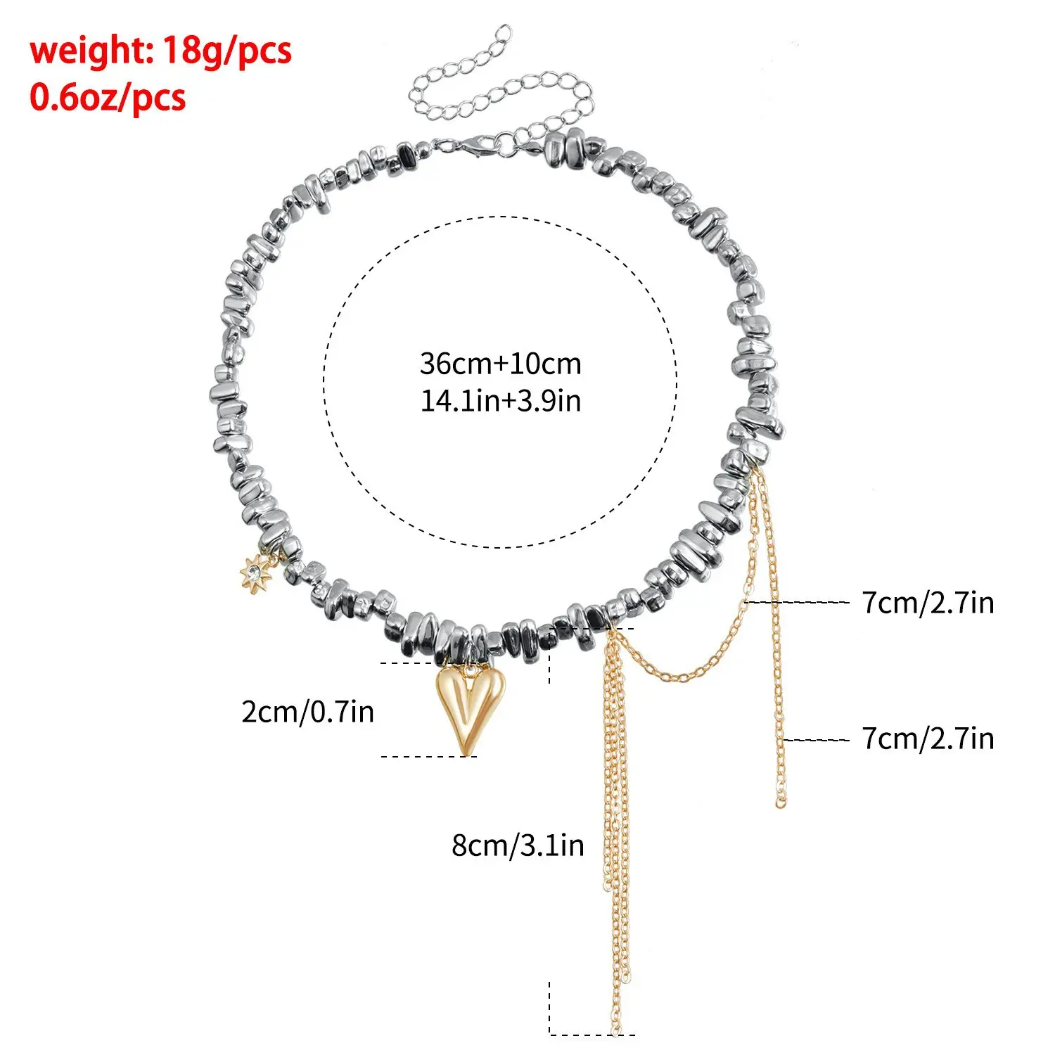 Luxury Elegant Irregular Metal Crystal Panelled Heart Pendant Necklace for Women Chain Choker Dinner Party Fashion Jewelry