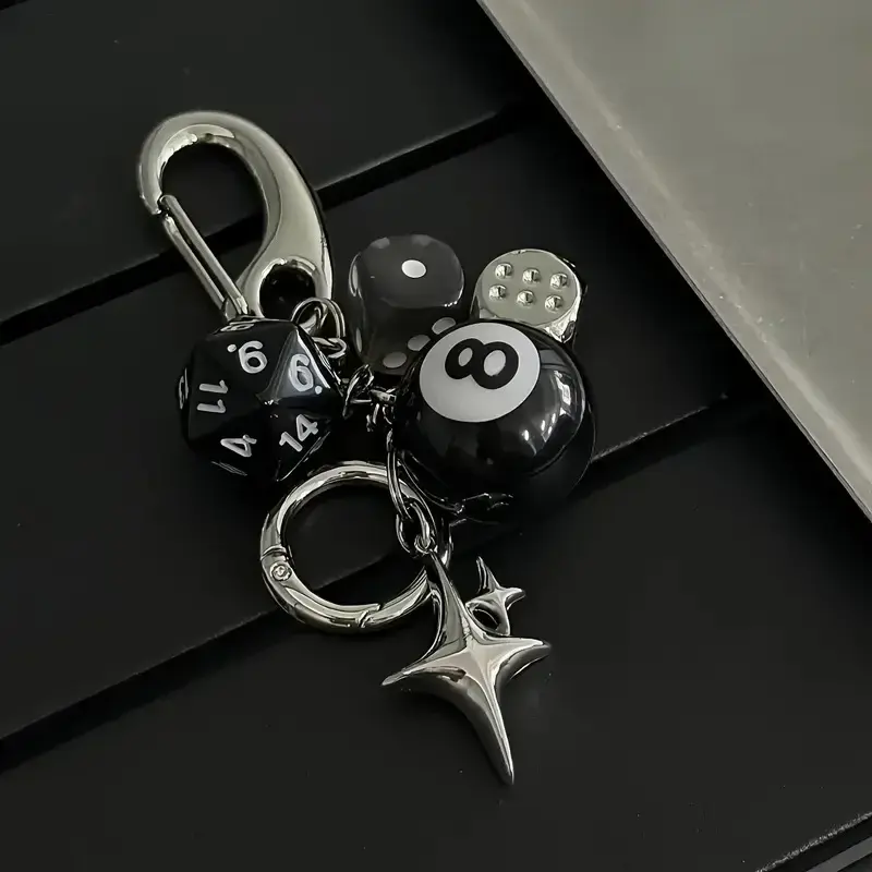 Product Key Dice Black Eight Ball Pendant Bag Pendant Handmade Diy Pendant Ornaments Suitable Key Chains Cool Decorations