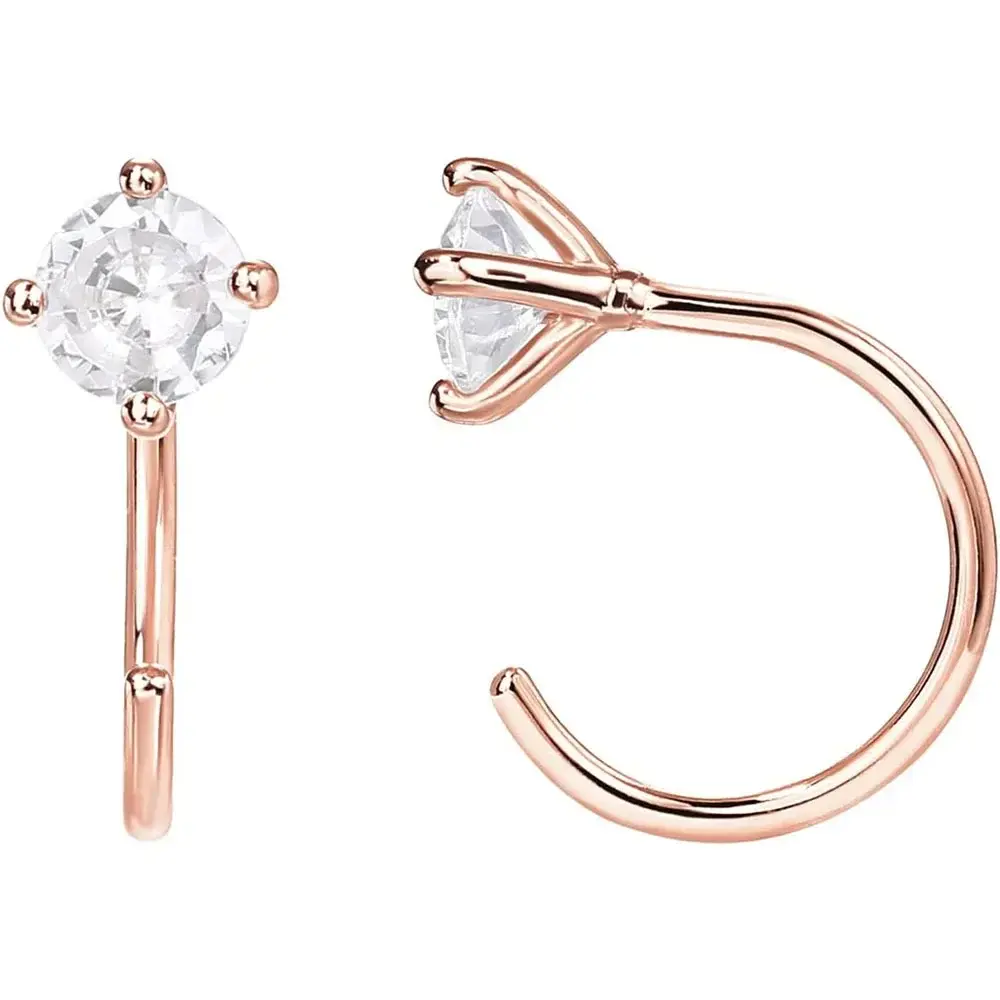Fashion Moissanites Classic Hoop Earring C-Shaped Four Claw Single CZ Ear Hook Piercing Earrings for Women Minimalism Jewelry