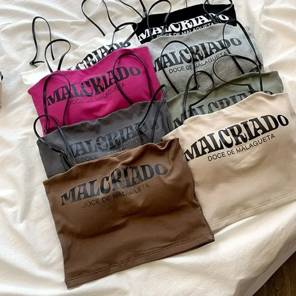 New Women's Suspenders Women's Tops Including Chest Pad Short Style Underwear One Piece Casual Laydown Letters Printing
