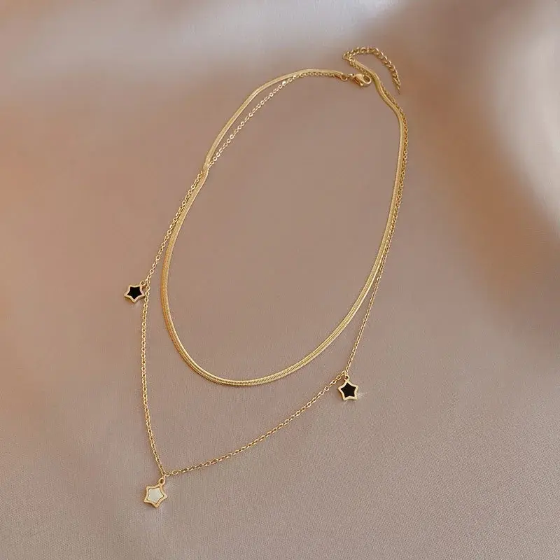 High-quality New Fashion Multilayer Chain Star Charm Necklace Bracelet for Women New Trend Jewelry Set Girls Party Gifts