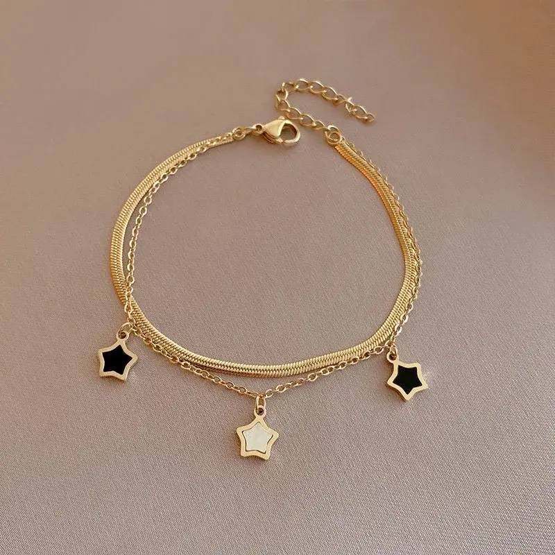 High-quality New Fashion Multilayer Chain Star Charm Necklace Bracelet for Women New Trend Jewelry Set Girls Party Gifts
