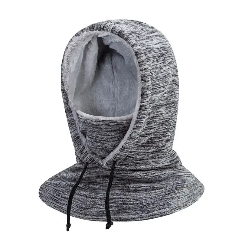 New Winter Men Women Cold Cycling Hooded Cap Drawstring Cap Head Covering Face Scarf Hat