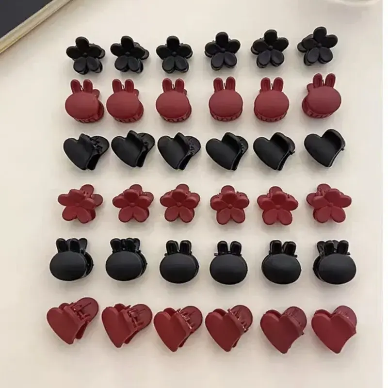 12Pcs Fashion Mini Heart Rabbit Shape Small Claw Clips Girl Cute Flower Hair Clips Hair Accessories Kids Girl Child Styling Tool
