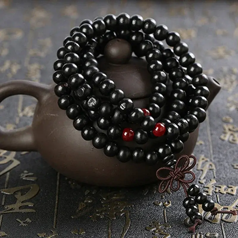 New 6/8mm Natural Sandalwood Buddhist Buddha Meditation 108 Beads Wood Prayer Bead Mala Bracelet Women Men Jewelry