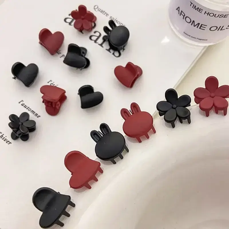 12Pcs Fashion Mini Heart Rabbit Shape Small Claw Clips Girl Cute Flower Hair Clips Hair Accessories Kids Girl Child Styling Tool