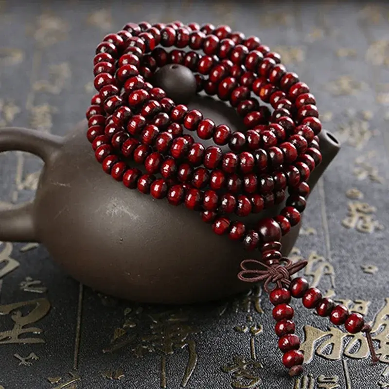 New 6/8mm Natural Sandalwood Buddhist Buddha Meditation 108 Beads Wood Prayer Bead Mala Bracelet Women Men Jewelry