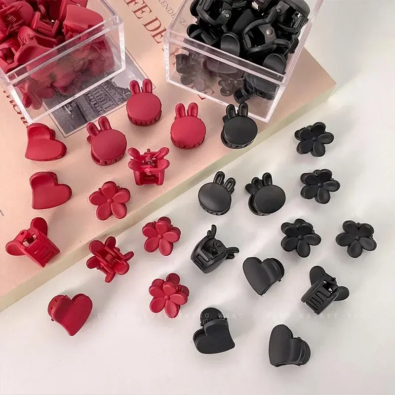 12Pcs Fashion Mini Heart Rabbit Shape Small Claw Clips Girl Cute Flower Hair Clips Hair Accessories Kids Girl Child Styling Tool