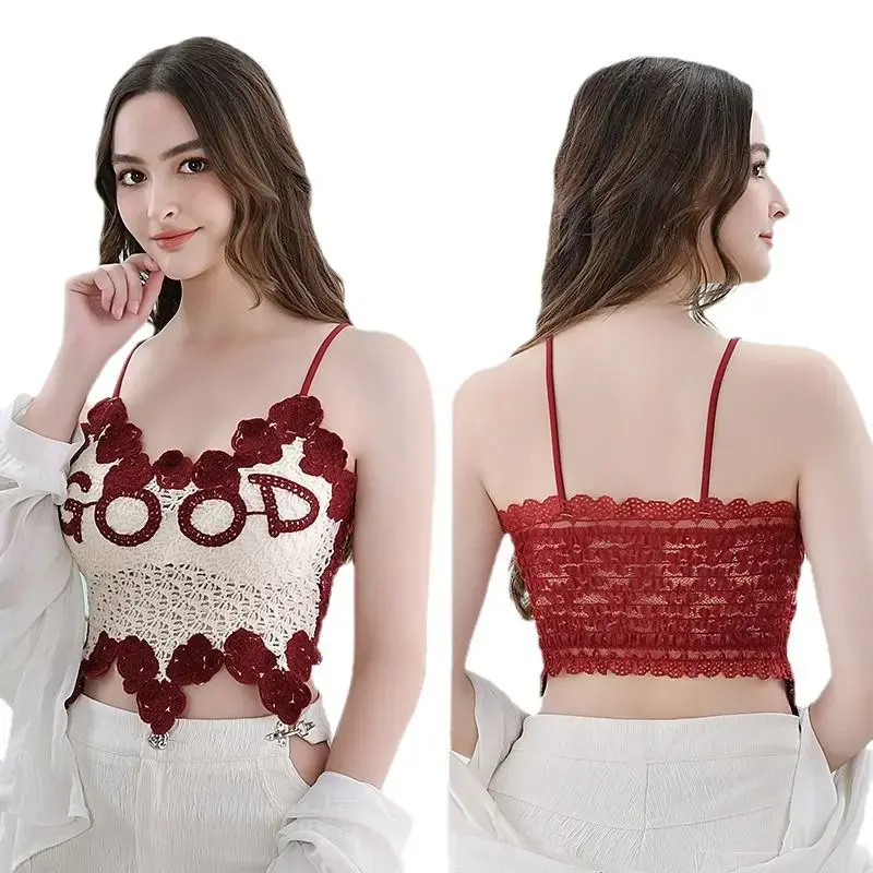 Fashion Sexy Hot Girl Knit Tank Top Women Chic Strapless Camis Slim Korean Tanks Top Elegant Basic Crop Top Summer Bustier