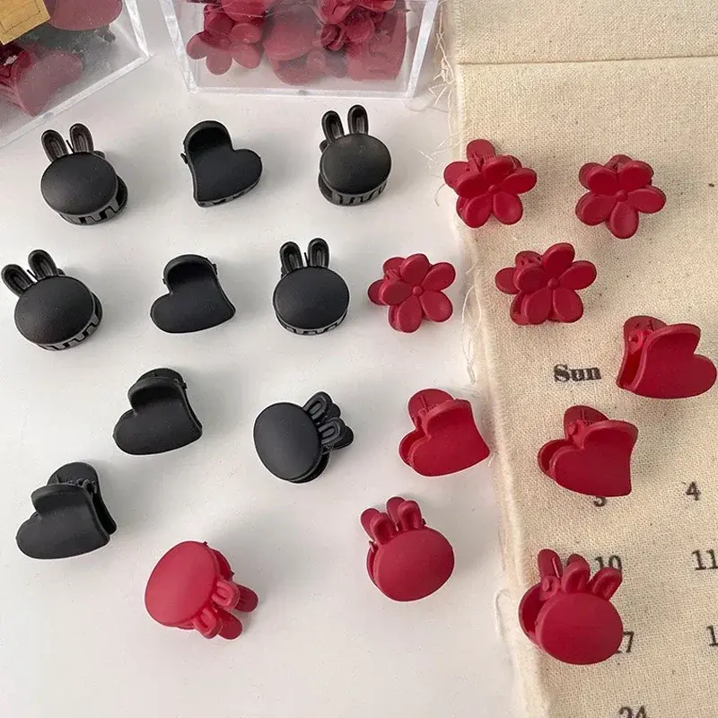 12Pcs Fashion Mini Heart Rabbit Shape Small Claw Clips Girl Cute Flower Hair Clips Hair Accessories Kids Girl Child Styling Tool